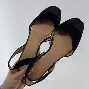 ZARA Black Square Toe Suede Flats